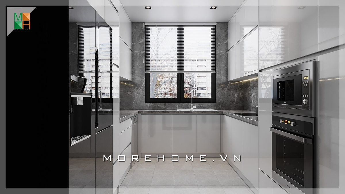 Chiêm ngưỡng mẫu thiết kế phòng bếp chung cư, nhà phố rất sang trọng và tiện nghi, thiết kế bếp có cửa sổ rất thông thoáng và hiện đại Thiết kế phòng bếp biệt thự